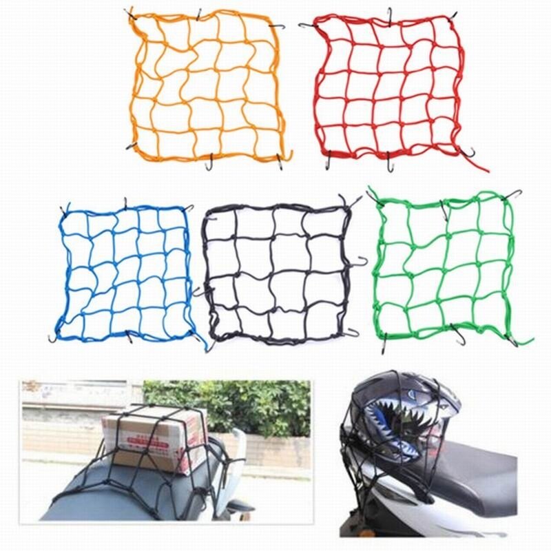 Malla de malla para casco de motocicleta, bolsa de transporte, artículos diversos de carga, fijación con 6 ganchos de Metal, 30x30cm