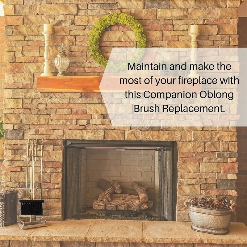 Wooden Handle Oblong Brush Head Fireplace Fire Hearth Fireside Fireplace Brush Cleaning Tool Brush Stoves Accessories