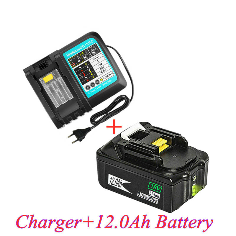 18V 12.0Ah Rechargeable Battery12000mAh Li-Ion Battery Replacement Power Tool Battery for MAKITA BL1880 BL1860 BL1830+3A Charger