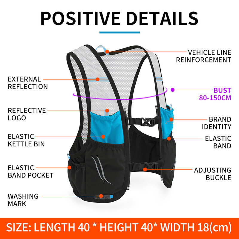 INOXTO 2021 New Lightweight running backpack hydration vest, suitable for bicycle marathon hiking, ultra-light and portable 2.5L