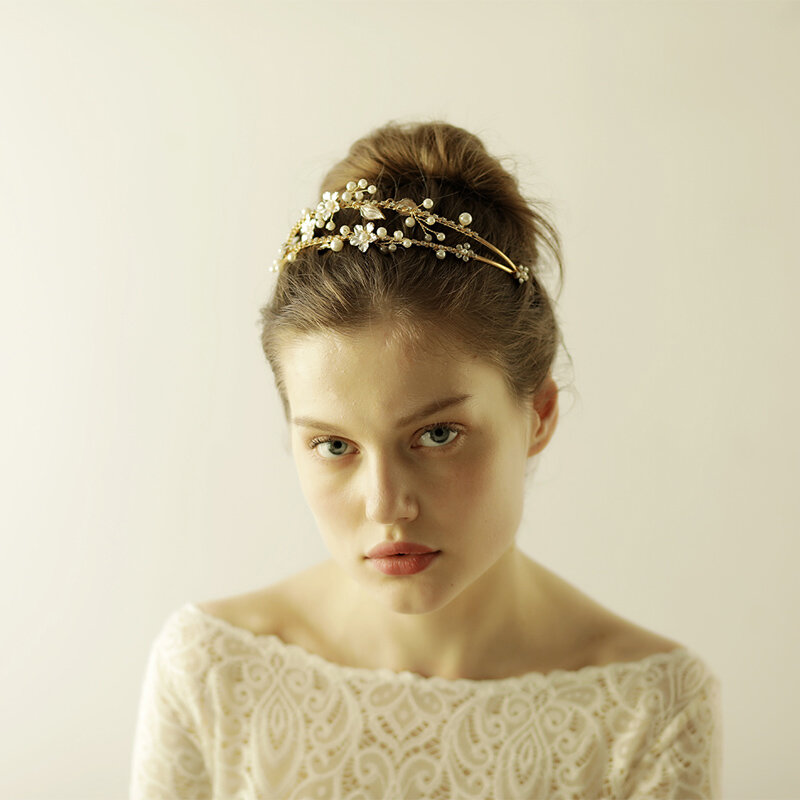 O869 Vintage crystal hair hoop fashion pearl hair hoop decoration girl bride wedding accessory jeweled headband