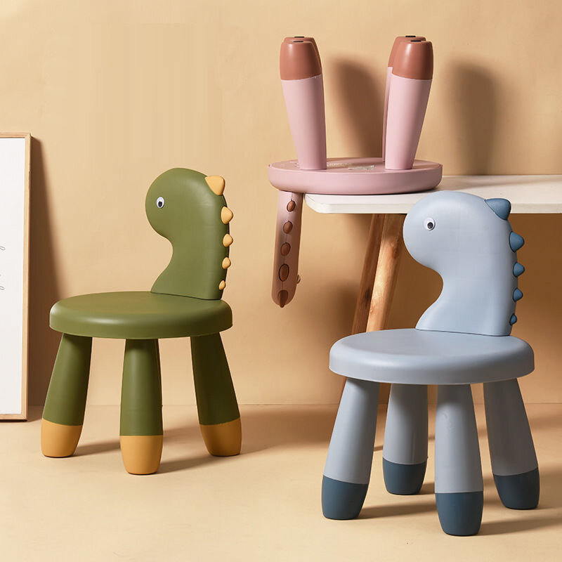 귀여운 만화 공룡 PP 의자, 주방 도우미 타워, 어린이 의자, 등받이 안전, 두꺼운 방수, 미끄럼 방지, 46x30cm
