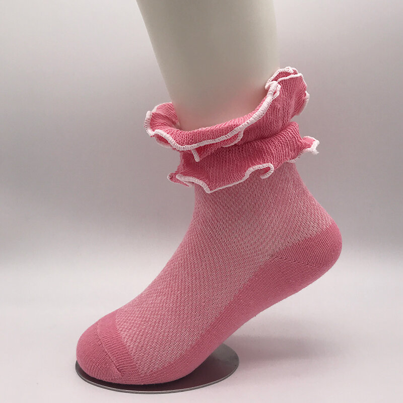 Chaussettes multicouches en maille de dentelle rose pour bébé fille, chaussettes fines classiques pour enfants de 2 à 4 ans, ensemble de 3 paires