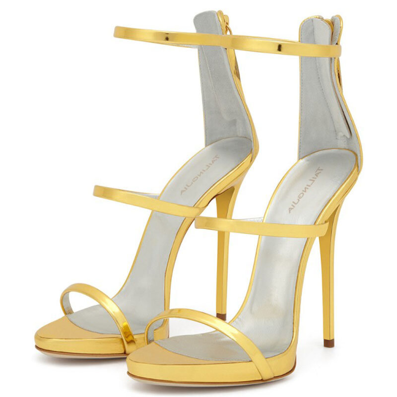 2021 Summer New Stiletto Fashion Sandals donna Color Matching Open Toe Back Zipper tacchi alti temperamento con paillettes da donna