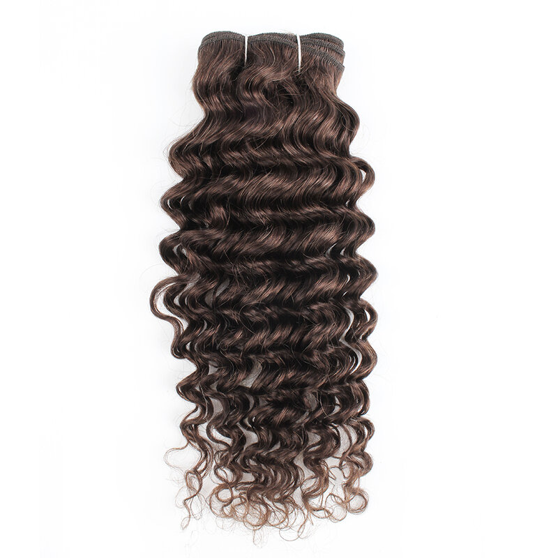 Kisshair-Deep Wave Cabelo Bundles, marrom escuro, peruano, extensão do cabelo humano, Remy Weave, cor #2, 3, 4 pcs, 10 a 24"