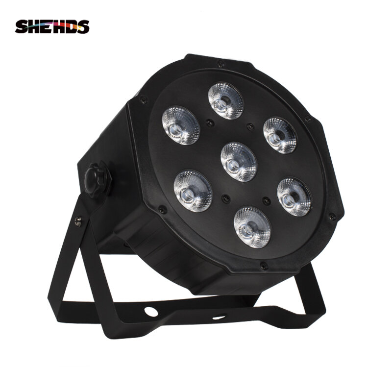 SHEHDS-Luz LED plana RGBWA + UV, 7x18W, DMX512, 6-10 canales, escenario profesional para estroboscopio, entretenimiento en el hogar