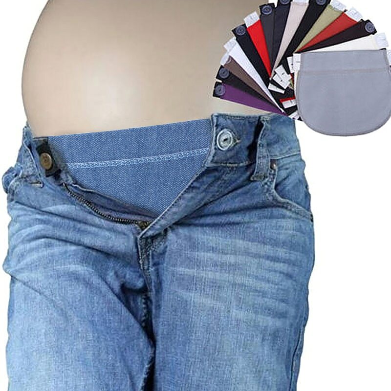 Cinto de gravidez de maternidade, calças elásticas ajustáveis, botão estendido, 1 peça