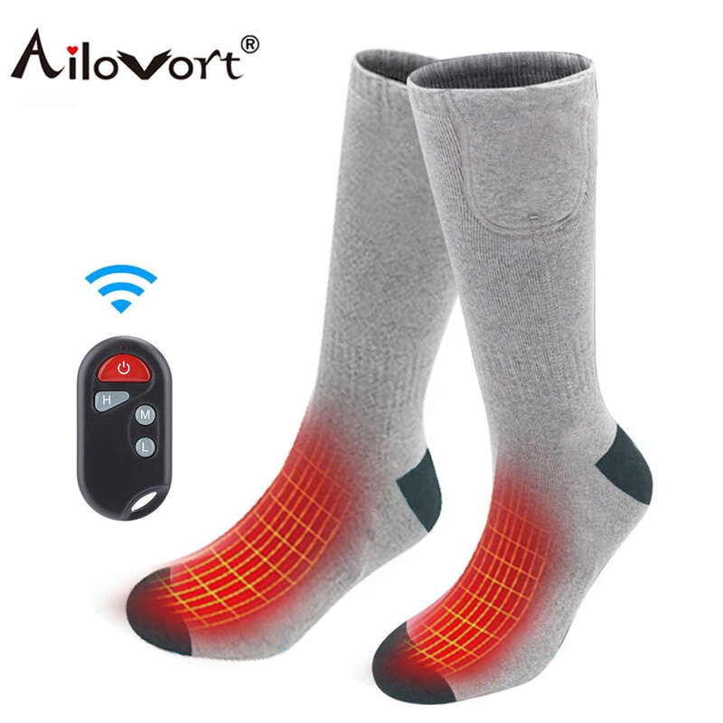 Ailvort-배터리 충전식 전기 온열 양말 남녀 공용, 3.7V, 탄성 발, 스키, 야외용 따뜻한 양말, 겨울