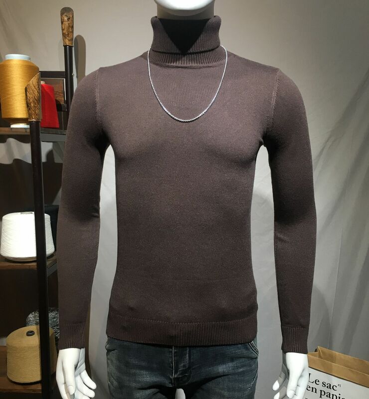 MRMT 2024 baru Sweater pria Turtle Neck Fashion Pullover Sweater untuk wanita warna Solid atasan Sweater