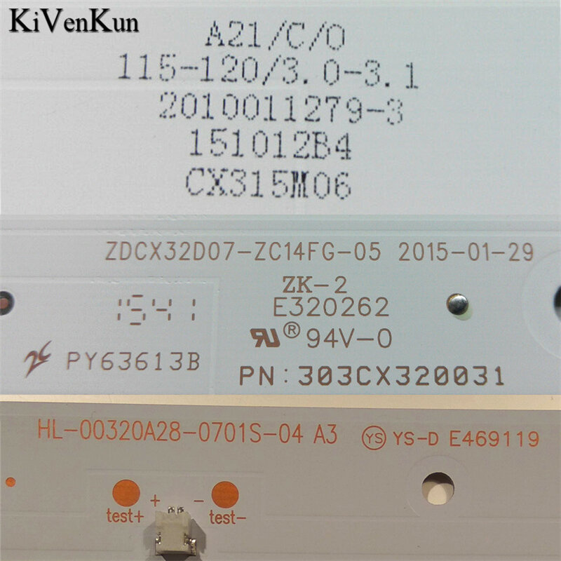 ทีวีLED BacklightแถบสำหรับTurboX TXV3234 LE-3219 TVบาร์HL-00320A28-0701S-04 B0แถบผู้ปกครองZDCX32D07-ZC14FG-05 Arrayเทป