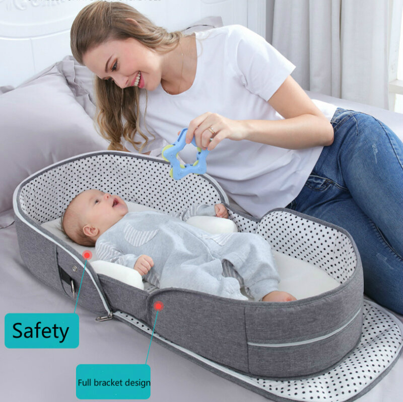 Breathable แบบพกพา Sleeping เตียงเด็กทารกเด็ก Multi-Function ยุง Nest สำหรับทารกแรกเกิดแบบพกพาเปล Bassinet กันชน