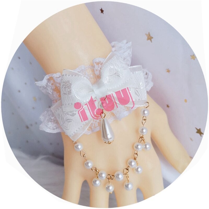 Accessoires de mariée, Kawaii Lolita KC, fait à la main, Kawaii, nœud papillon, perle pendentif en dentelle, ornements