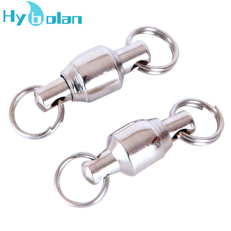 10pcs Fishing Swivel Heavy Duty Ball Bearing Connector Rolling Stainless Steel Solid Ring Hook Connector Fish Tacke Accessories