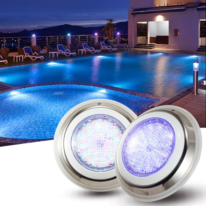 6 teile/los 2 pcs RGB farbe veränderbar LED edelstahl schwimmen pool licht unterwasser lichter sieben-farbe wand lampe AC12V