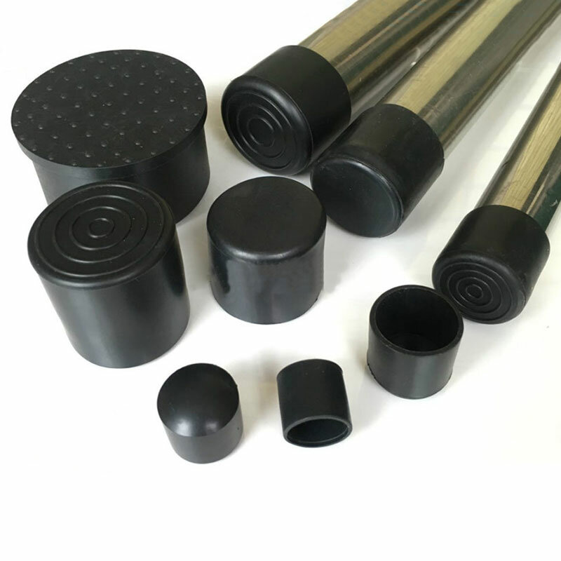 Cubierta de goma negra para pies de mesa, cubierta de extremo de tubo, tapones de inserción, Protector de suelo de muebles, 6mm-28mm, 10 unidades