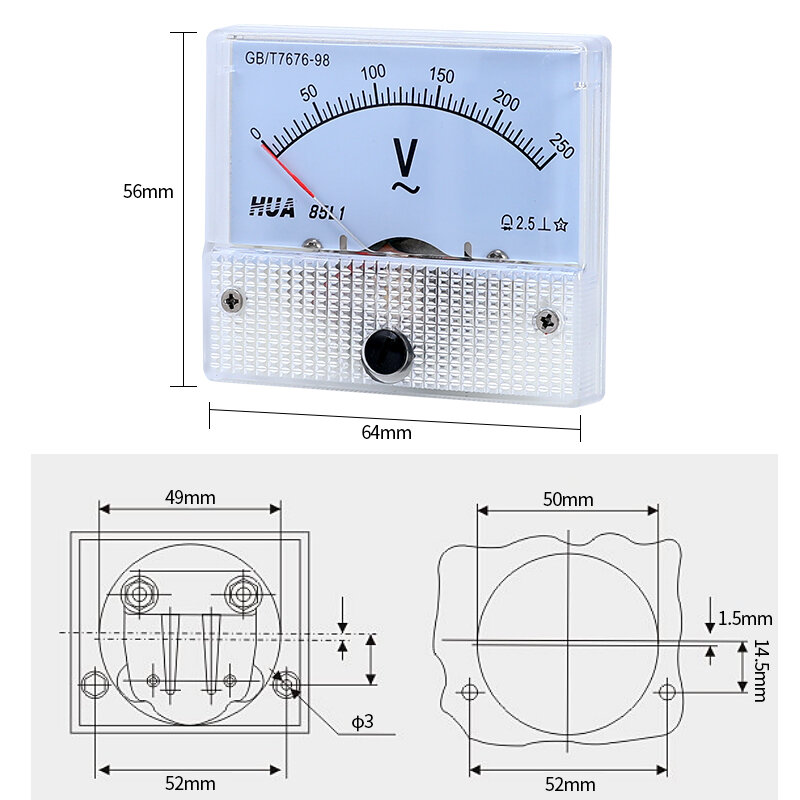 85L1 Voltmeter AC mechanical pointer meter 5V-10V-15V-20V-30V-50V-500V