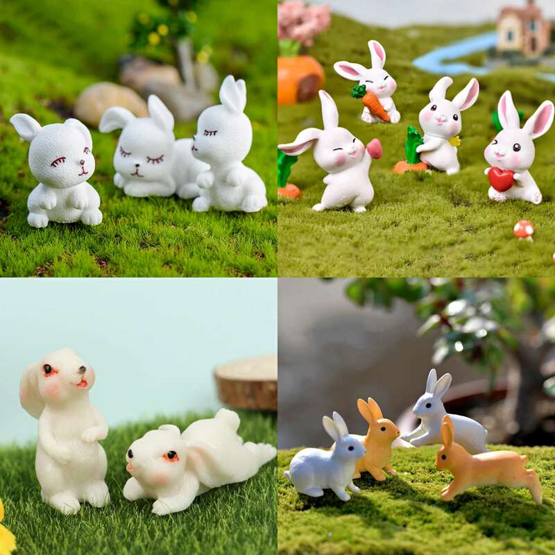 귀여운 미니 토끼 정원 장식 미니어처 피규어, 식물 냄비, 요정 장식, 모델 피규어, 토끼 현대 조각상, 새해 시뮬레이션