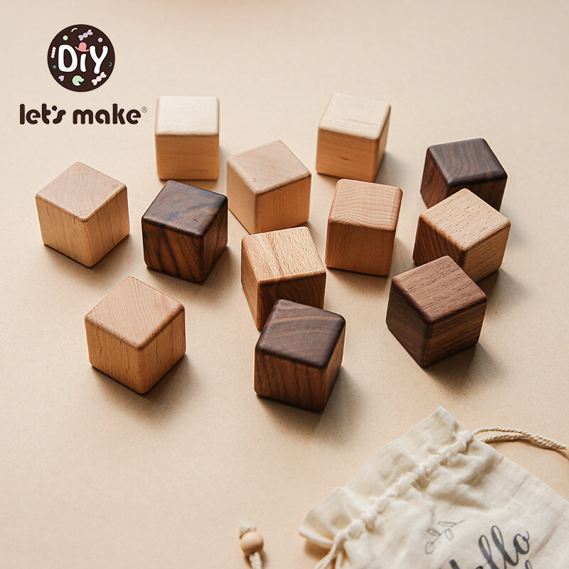 Let's make – blocs de Construction carrés en bois pour enfants, jouets créatifs pour bébés, jeu d'apprentissage préscolaire des Maths