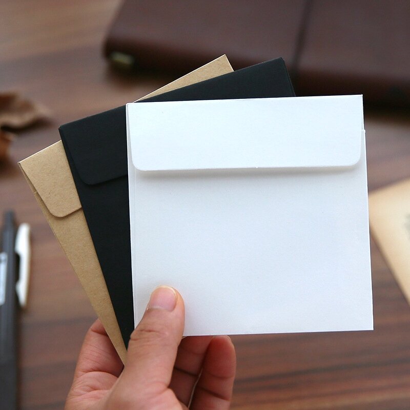 Stockholm amm-Enveloppe en papier kraft de style vintage, carton noir, enveloppe de papier de hibou, fourniture de journal indésirable, papeterie, 10x10cm, 10 pièces