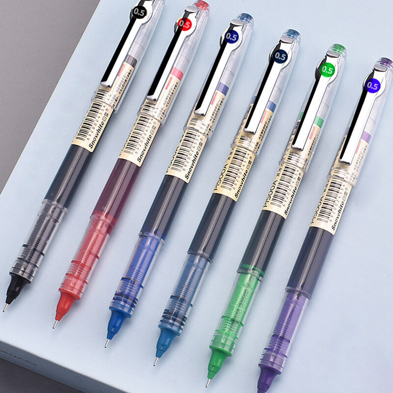 6/7 Pcs Large Capacity Gel Pen Set Rollerball Pens 0.5mm Quick-Drying Straight Liquid Pen for School Office Writing Stationery