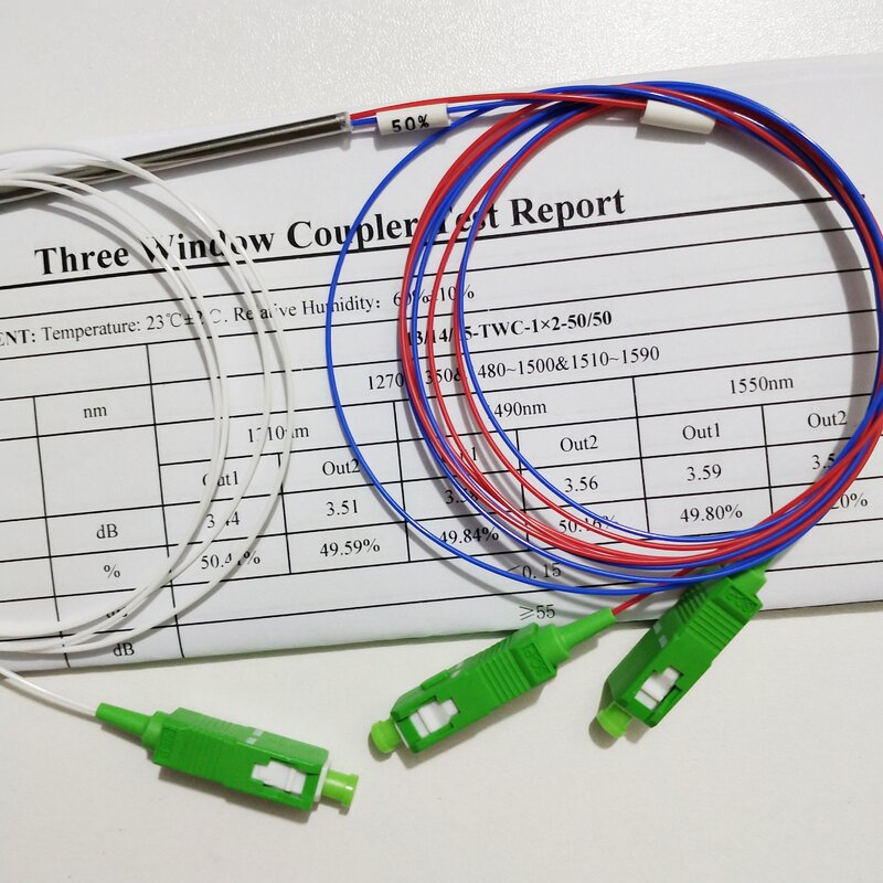 Divisor de fibra óptica FBT Sc/apc, 1x2, 0,9mm de fábrica, 1x2, tubo de acero SC/APC de 0,9mm, 1M, 20 unidades