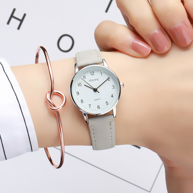 새로운 간단한 작은 패션 석영 시계 절묘한 여성 시계, 인기 브랜드 캐주얼 가죽 시계 복고풍 여성 석영 손목 시계