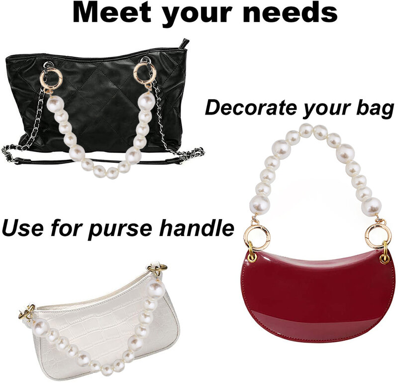 Сменная цепочка для сумок с жемчужными бусинами, 31 см, короткие сумочки, кошельки, цепочка с золотой застежкой для женщин, аксессуары для сумок