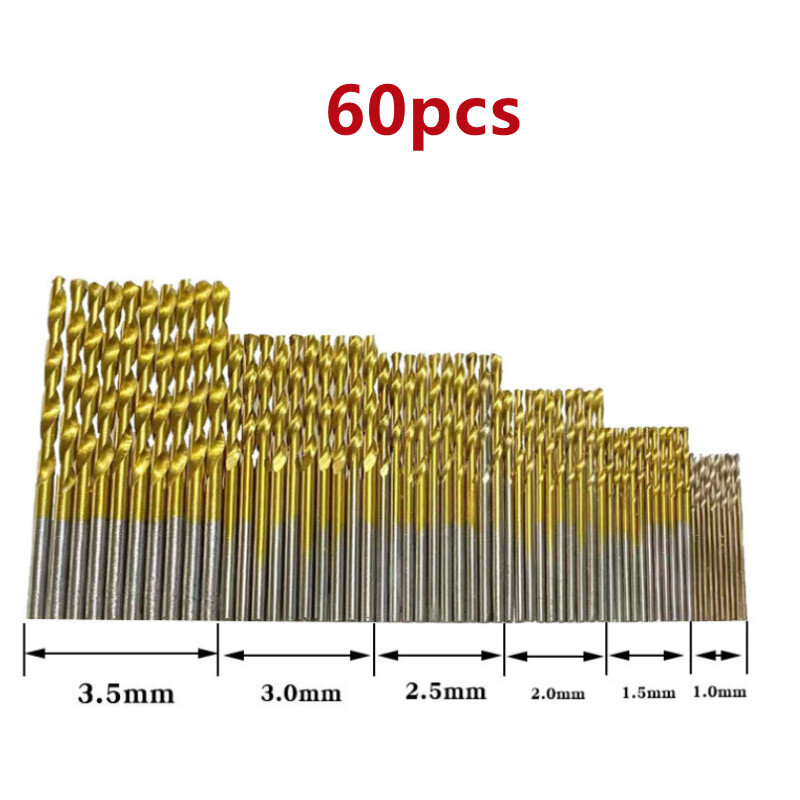 60/99 Buah 1.0-3.5Mm 1.5Mm-10Mm Baja Kecepatan Tinggi Lapis Titanium Lurus Pisau Putar Set Bor Bit Set Lubang Kayu