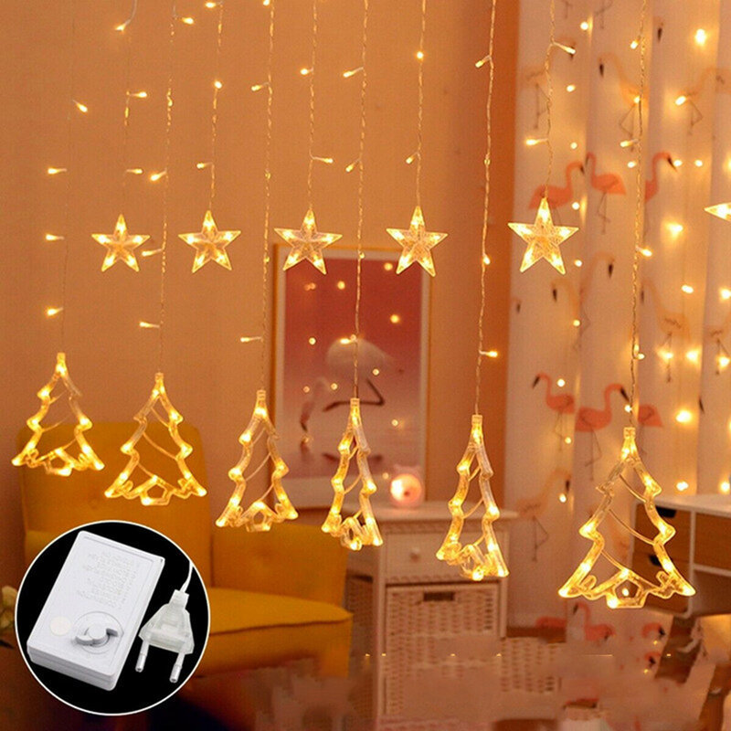 Christmas LED Deer Curtain Lamp String Lights Shiny Garland Ornaments Indoor Outdoor Decoration For Wedding Birthday Party
