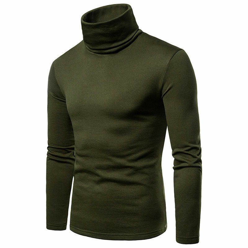 Suéteres de cuello alto para hombre, Jersey térmico informal de manga larga, ajustado, Tops básicos elásticos, camiseta de otoño e invierno