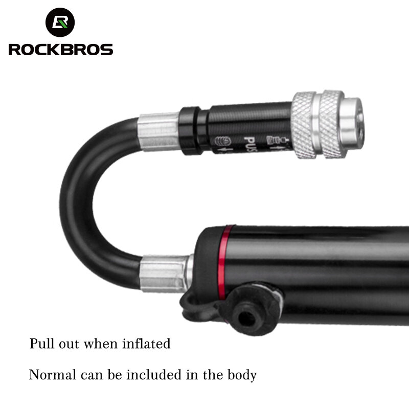 ROCKBROS Pompa Sepeda Mini 150 PSI Paduan Aluminium Portabel dengan Inflator Pengukur Tekanan Pompa Ban Bersepeda Katup Presta MTB