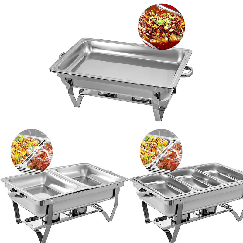VEVOR 9L/8 Quart Chafing Dishes Buffet Stove Food Warmer Stainless Steel Foldable for Self-Service Restaurant Catering Parties