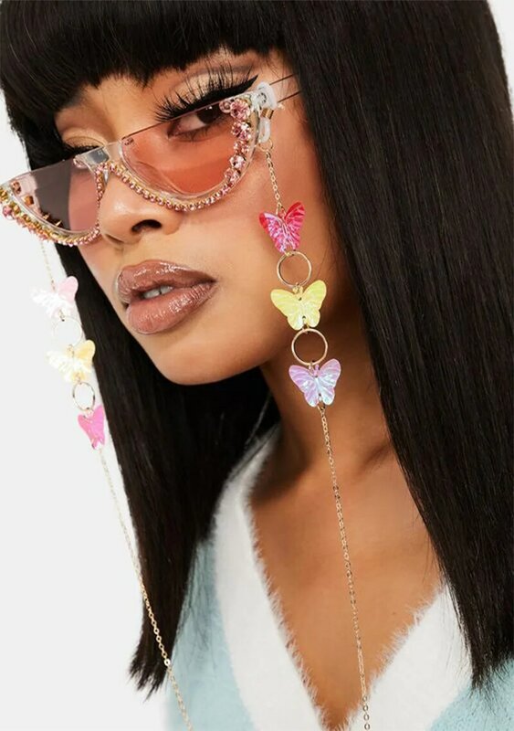 Gafas de sol de cadenas para mujeres acrílico adorable Corazón perla lectura Cadena de anteojos cordón 2021 nueva moda venta al por mayor de joyería