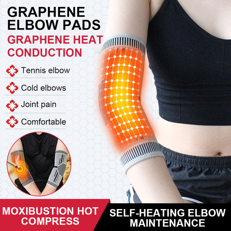 2 Pcs Self Heating Elbow Support Pad Arm Compression Support Elbow Sleeve Protector for Tendonitis Tennis Outdoor Activities