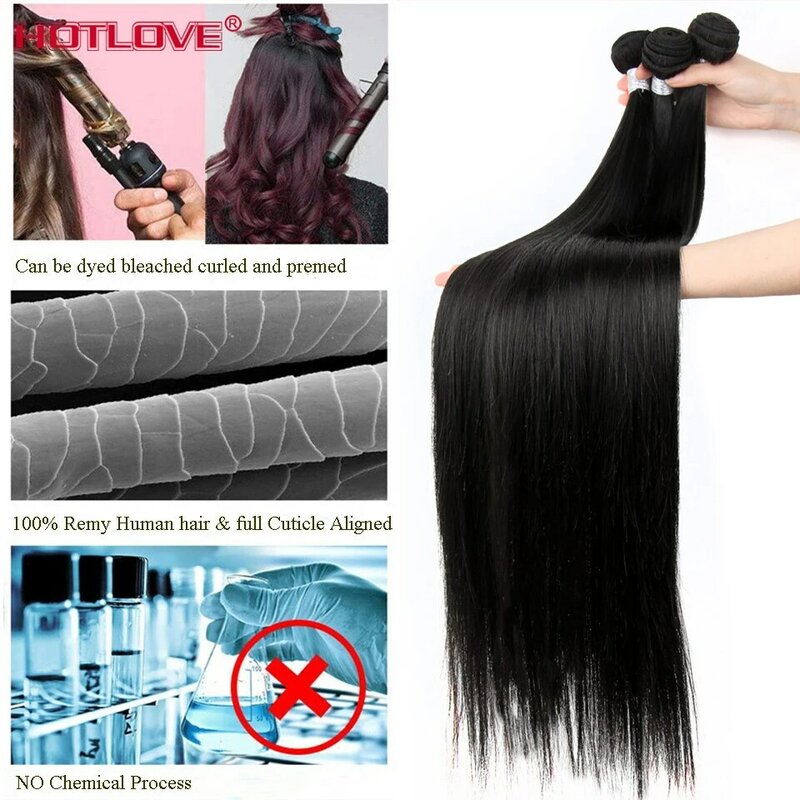 36 38 40 Inch Gerade Menschenhaar Bündel Brasilianische Menschliche Haarwebart Bundles 3/4 Stück Menschliches Haar Bundles Remy Haar extensions