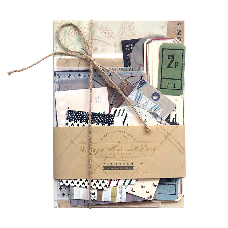 Yoofun-paquete de Material Retro que incluye pegatinas de papel, marco de papel, papeles decorativos para álbumes de recortes, diarios, diario, 88 unids/lote