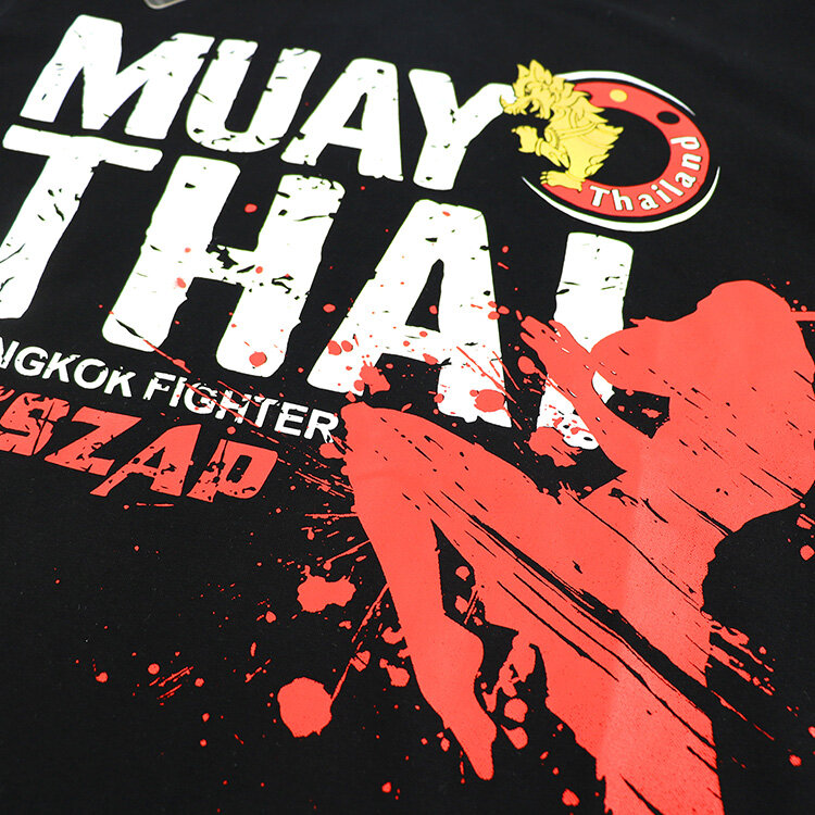 Camiseta manga curta vszap, camiseta de algodão para combate muay thai mma kick boxing