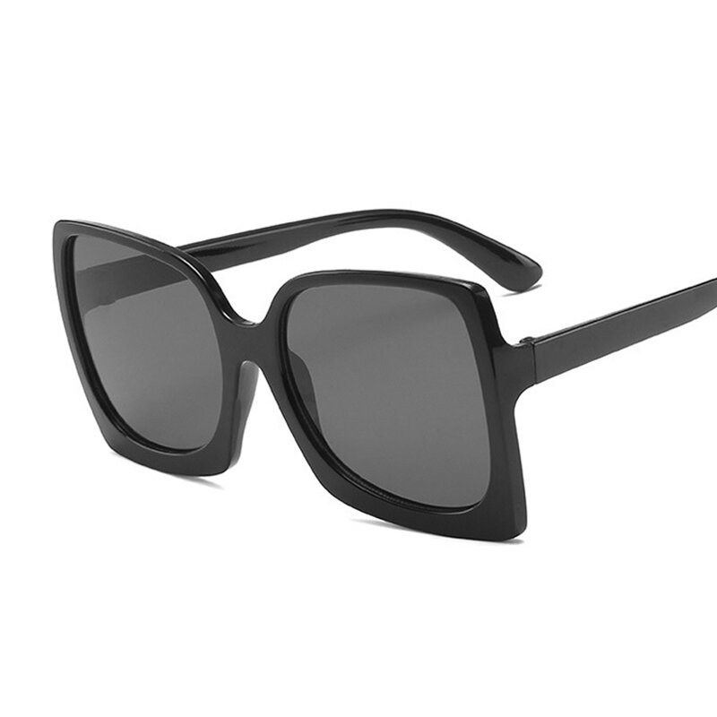 女性のための大きな正方形のビンテージスタイルのサングラス,特大の黒いグラデーションレンズ,高級ブランド,ミラー効果