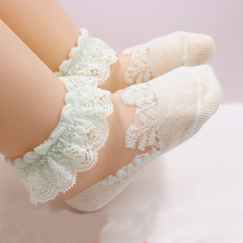 Летние тонкие детские носки, весенние кружевные носки для девочек, детские ажурные носки с кристаллами, свободные дышащие женские носки принцессы для младенцев
