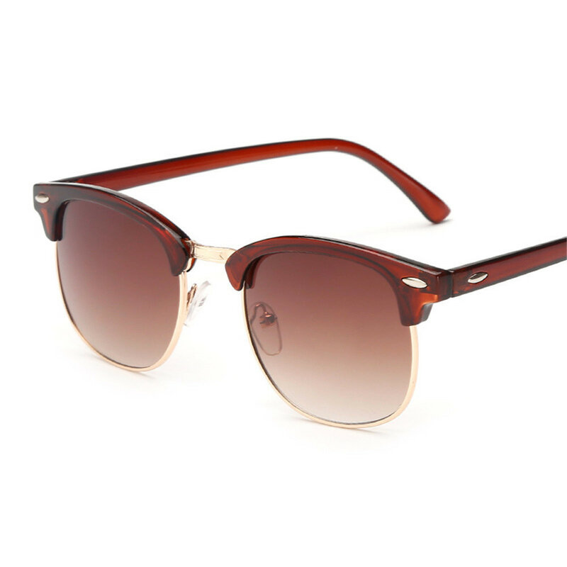 Мужские и женские солнцезащитные очки, винтажные классические полуочки в полуоправе, UV400