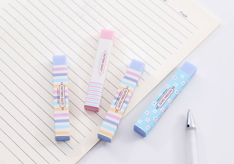 1pc Candy-Colored Hipster Floral Long Eraser Less Debris Clean Students Eraser Wholesale