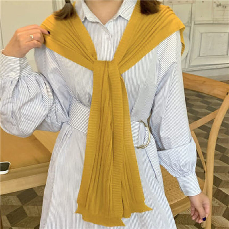 TOTRUST Knitted Scarf Womens Fake Collar Shirt New Candy Color Black White Fake False Collars Woman Detachable Collars For Women