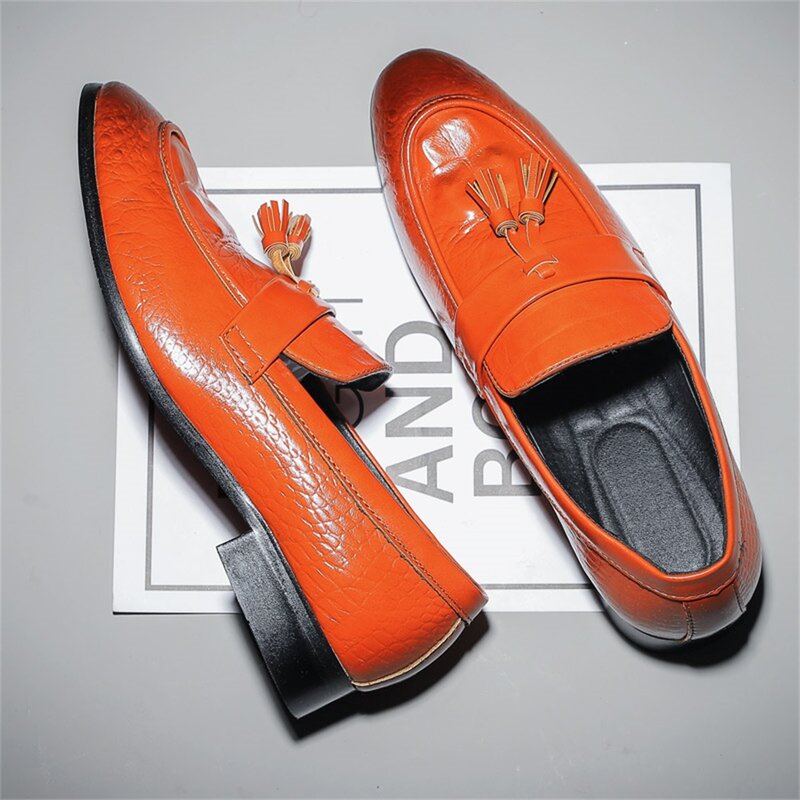 Mocasines de cuero para hombre, zapatos informales con borla de un pedal, de negocios, cruzados, talla grande, nuevo estilo