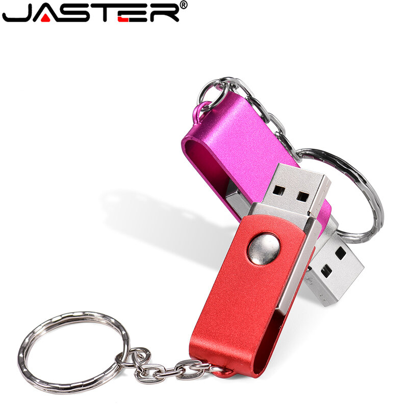JASTER ความจุจริงแฟลช Memory Stick โลหะหมุน USB แฟลชไดรฟ์16GB 32GB 64GB โลโก้ที่กำหนดเองขายส่งของขวัญพวงกุญแจ