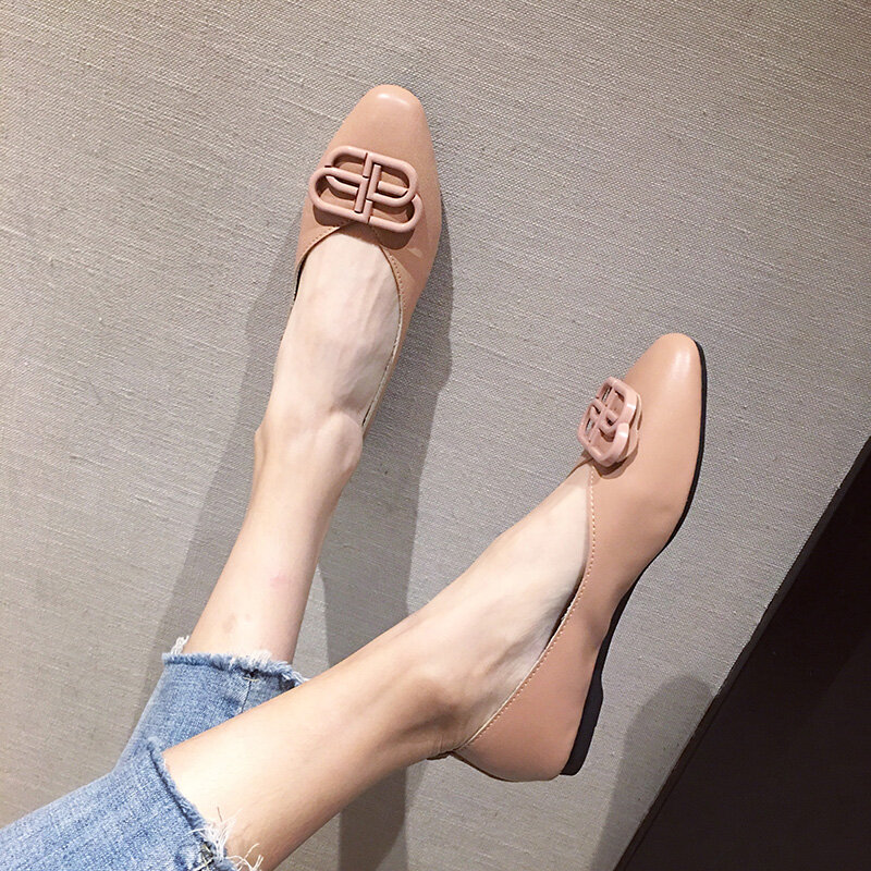 Ballet flats Zapatos De Mujer Zapatos Mujer 2019 PU Loafers Women flats Basic Solid Casual Slip-on Rubber Round Toe Shallow