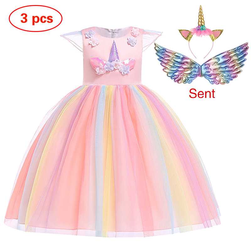 Vestido de unicornio para niña, vestido de baile bordado, vestidos de cumpleaños de princesa para niña, disfraces de fiesta, ropa para niños, nuevo