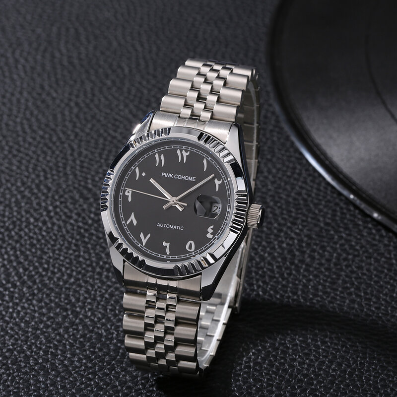 Reloj de pulsera árabe de lujo, reloj de pulsera de acero resistente al agua 316L, automático, con cuerda automática