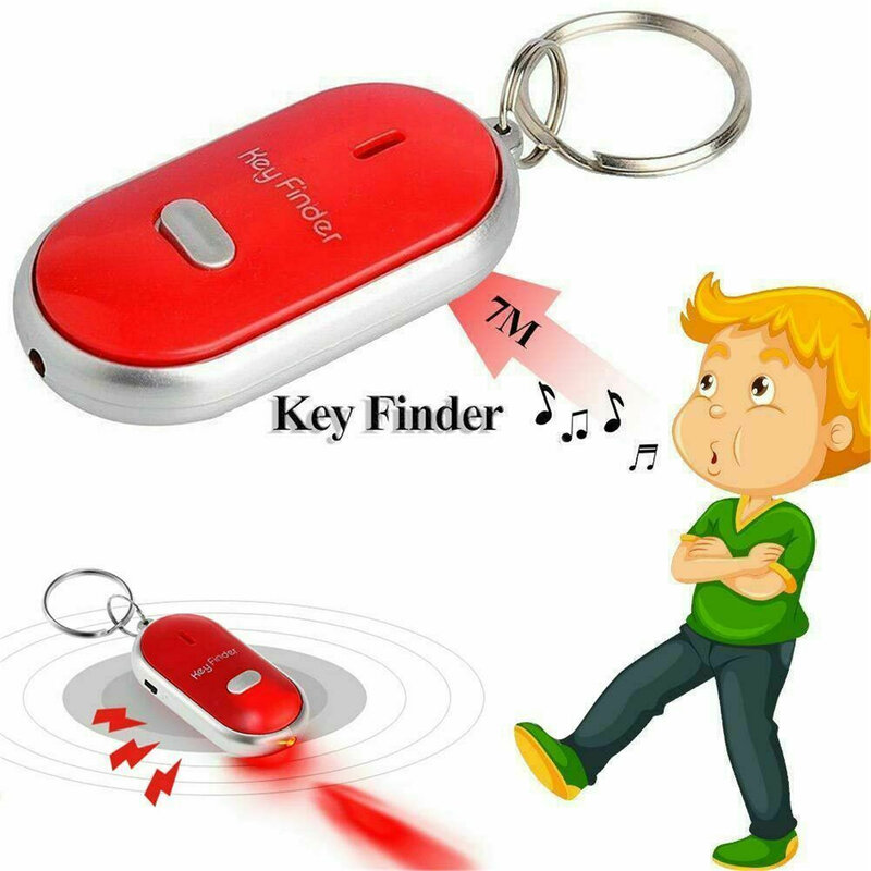 Pencari Kunci Peluit LED Gantungan Kunci Nirkabel Gantungan Kunci Elektronik Anti-pencurian Pencarian Kunci Elips Perangkat Antihilang Gantungan Kunci Mobil