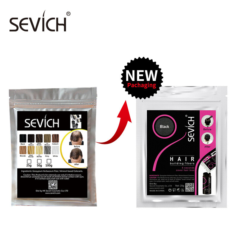 Sevich-productos para la caída del cabello, polvos de fibras para la construcción del cabello, espesan el cabello fino, 10 colores, queratina, 100g