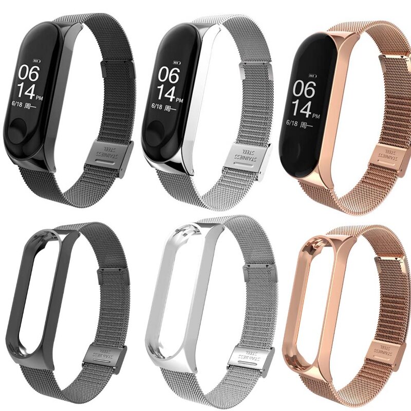 Wrist Band for Mi Band 4 and 3 Strap Metal Bracelet Smart Bracelet Accessories for Xiaomi mi band  Xiami Xaiomi Xaomi Xiomi